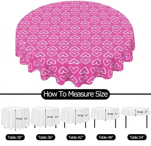 Miniatura 6 de Cute Round Tablecloth Heart-Shaped Table Cloth Decor Washable Table Cover with Wrinkle Resistant for Home Kitchen Dining Room Picnic Camping Party