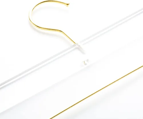 Miniatura 7 de HomeCube USA - Percha de acrílico transparente con ganchos dorados y barra, organizador resistente para pantalones, pantalones y más, elegante