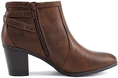 Miniatura 5 de EETTARO Botines de tacón grueso para mujer, con puntera puntiaguda, con cierre lateral, con hebilla