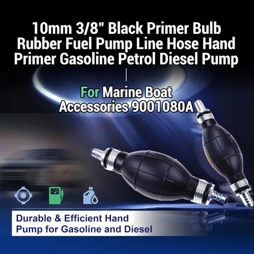 Miniatura 2 de 0.394 in 3/8 "Negro Imprimación Bombilla de Goma Bomba de Combustible de Gasolina Manguera de mano Imprimación Gasolina Diesel Bomba para Barcos