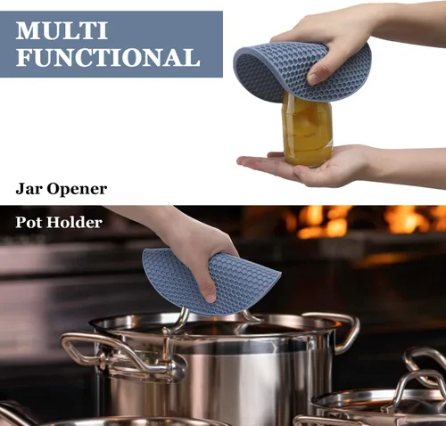 Miniatura 5 de Salvamanteles de silicona para platos calientes, soportes multiusos para ollas, 4 unidades, 2 tamaños de 7 pulgadas y 9 pulgadas, resistentes al 03