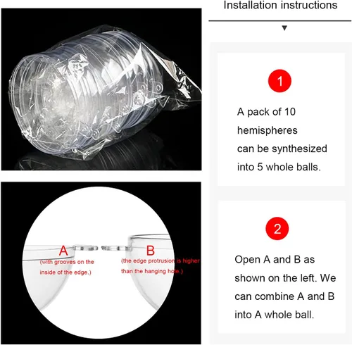 Miniatura 5 de 10 bolas decorativas de plástico transparente de relleno de 2.75 pulgadas, bola transparente para manualidades, Navidad, cumpleaños, boda, fiesta