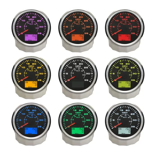 Miniatura 19 de ELING Velocímetro GPS para coche, motocicleta, barco con odómetro 0-80 mph, 0-120 km/h, para ATV, UTV, con 8 luces de fondo de 85 mm Negro+Negro