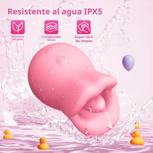 Miniatura 5 de Juguetes sexuales para adultos, vibrador para mujeres, estimulador de clítoris, lengua y boca de 3 en 1 de silicona, juguete sexual de rosa con 10