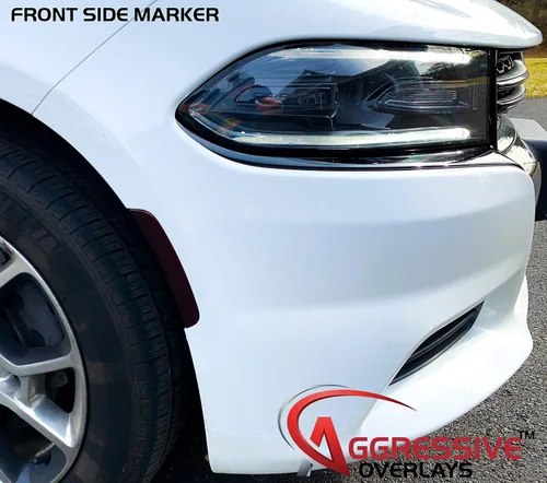 Miniatura 5 de Superposiciones agresivas para Dodge Charger 2015-2020. Superposiciones de luz de marcador lateral tintada delantera y trasera. Lámina de vinilo