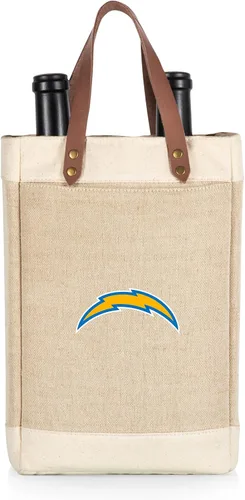Miniatura 34 de PICNIC TIME NFL Pinot - Jute 2 Bottle Insulated Wine Bag - Wine Tote Bag - Wine Gift Bag, (Beige)