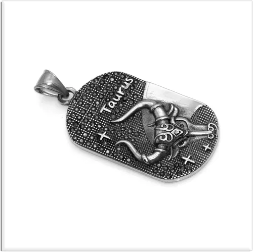 Miniatura 3 de Xusamss Punk Rock - Collar de cristal con colgante de placa de identificación de acero de titanio con doce constelaciones, cadena de caja de 24
