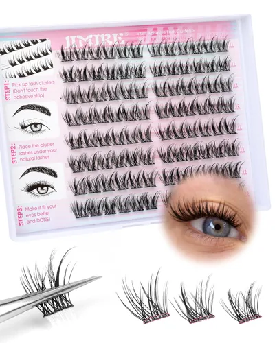 Miniatura 14 de JIMIRE Pestañas postizas de aspecto natural, pestañas postizas esponjosas y finas, pestañas de ojo de gato con banda fina, pestañas postizas