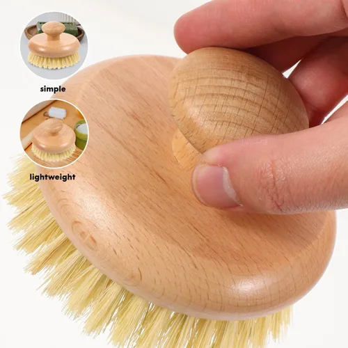 Miniatura 3 de Cepillo de ducha con mango para la espalda, exfoliante corporal de madera, cepillo de ducha de baño para cepillado húmedo o seco