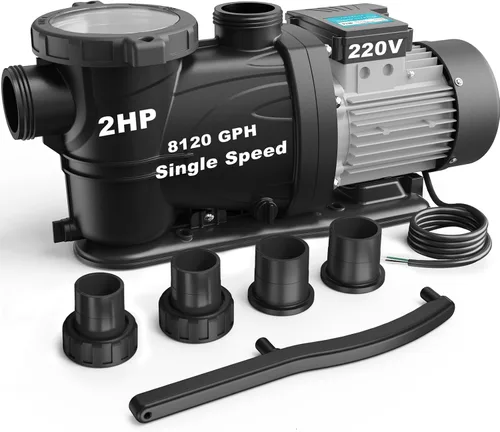 Miniatura 19 de Bomba de Piscina para Dentro y Sobre el Suelo, Autocebante de Alto Flujo (con Temporizador, 1.5HP, 7350 GPH, 115V)
