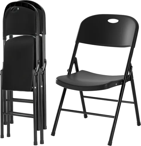 Paquete de 2 sillas plegables de plástico resistente, sillas plegables de capacidad de 450 libras para interiores y exteriores, asientos portátiles