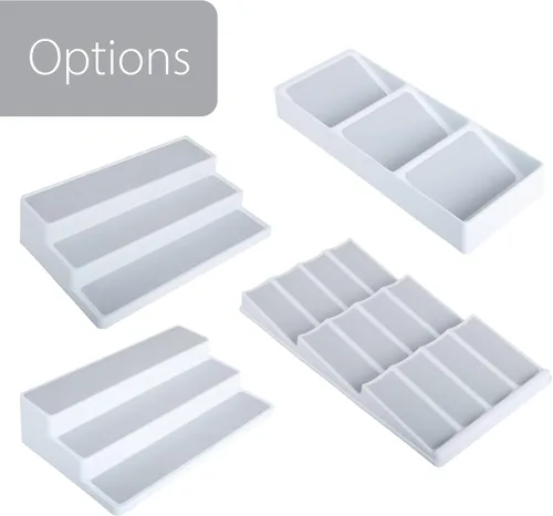 Miniatura 6 de Smart Design Cajón de plástico para especias de 3 secciones, forro y pies antideslizantes, sin BPA, tarros de condimentos, almacenamiento