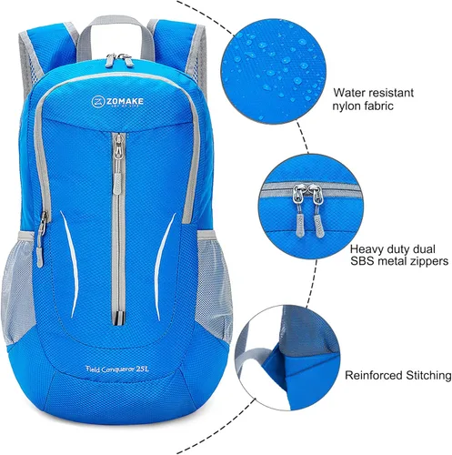 Miniatura 5 de ZOMAKE Mochila ultraligera plegable de 25 L, mochilas de senderismo plegables resistentes al agua, pequeña mochila plegable para viajes