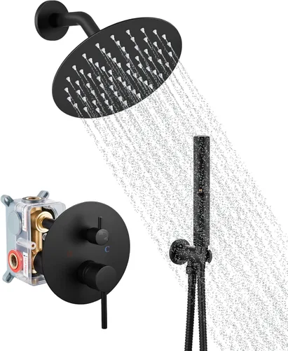 Miniatura 13 de Airuida Accesorios de ducha de 2 funciones, juego de grifo de ducha montado en la pared para baño, ducha de mano de latón de alta presión con cromo