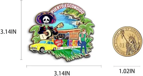 Miniatura 3 de Imán de madera para nevera, diseño de Puerto Escondido, México, 3D, monumentos de viaje, coleccionables, recuerdos, decoración hecha a mano, 2