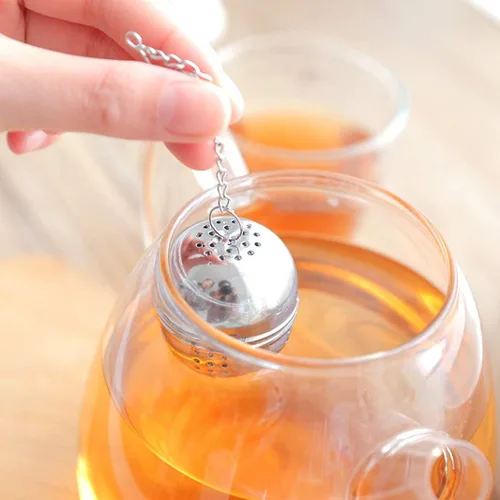 Miniatura 3 de 2 piezas de acero inoxidable forma de bola infusor de té Infusor de té de hoja de té filtro con asas filtro té