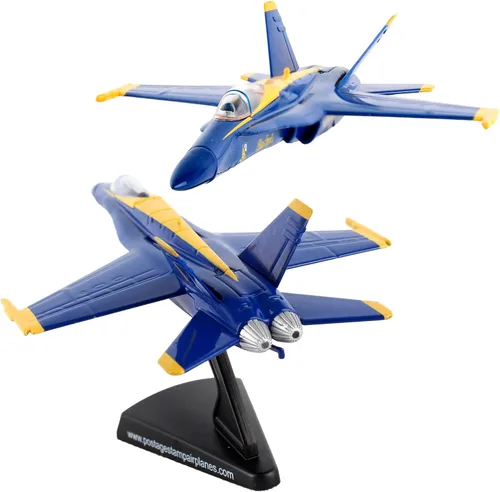 Postage Stamp F/A-18C Hornet Blue Angels - Modelo de avión a reacción de metal fundido a presión a escala 1/150 con soporte de exhibición, aeronave