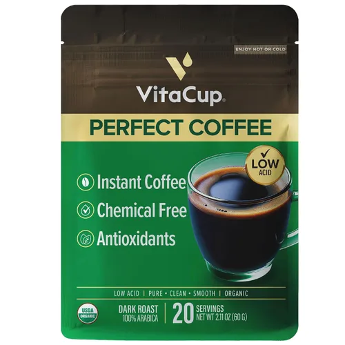 Miniatura 3 de VitaCup Gut Health Instant Coffee, Prebiotic Fiber Blend w/Inulin, Nutriose & Psyllium Husk, Digestive Support, Medium-Dark Roast, 100% Arabica