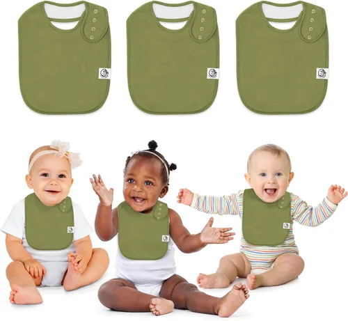 Miniatura 23 de Organic Cotton Baby Bibs for Drooling & Teething – Soft, Ultra Absorbent Baby Bib Set for Boys & Girls, 3-Pack Baberos blancos