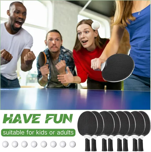 Miniatura 5 de Junkin Juego de 8 palas de tenis de mesa, juego de raquetas profesionales de goma compuesta portátil, raquetas de tenis de mesa con 8 pelotas