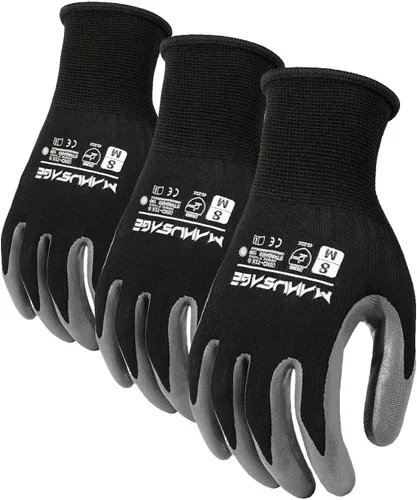 Miniatura 35 de MANUSAGE Guantes de trabajo de nitrilo, ajuste elástico cómodo 3D, agarre potente, pantalla táctil, revestimiento de espuma duradera, flexibles