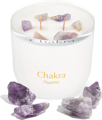 Miniatura 17 de Vela de cristal de cuarzo rosa, cera de soja de 12 onzas para aromaterapia para meditación y alivio del estrés, mechas de madera agrietada duales, 6