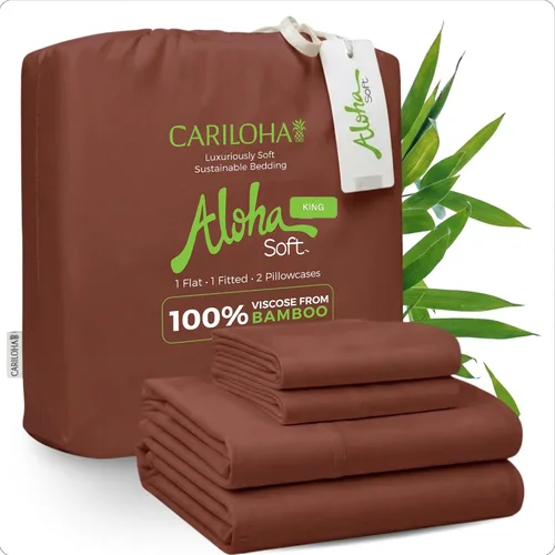 Miniatura 26 de Cariloha Aloha Soft - Juego de sábanas suaves de 4 piezas Gris Sombra King Hecho de 100% viscosa derivada de bambú Línea de sábanas Sombra