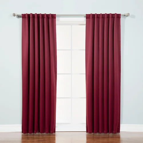 Best Home Fashion Cortinas opacas básicas con aislamiento térmico, pestaña trasera, bolsillo para barra, color borgoña, 52 pulgadas de ancho x 84