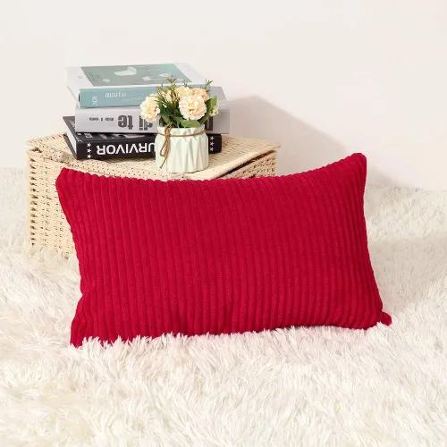 Miniatura 43 de Artscope Fundas de Almohada de Pana a Rayas Acogedoras Súper Suaves Decorativas Oblongas Fundas de Almohada Decorativa Funda de Cojín para Sofá