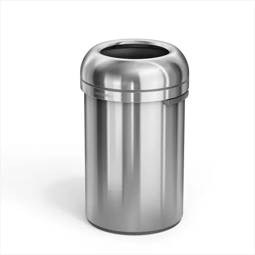 Miniatura 6 de simplehuman - Tacho de basura abierto Bullet de 115 litros / 30 galones, grado comercial, acero inoxidable cepillado de calibre pesado