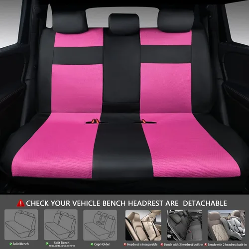 Miniatura 3 de CAR Pass Juego de fundas de asiento de automóvil de cuero con soporte de espalda de espuma 3D, fundas de asiento de automóvil de malla de aire Negro