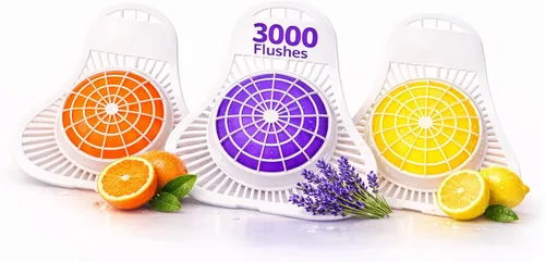 Pasteles de orina para hombres de baño, paquete de 12 desodorantes para pantalla de orinal, hasta 3000 sofocos, naranja lavanda limón, diseño sin