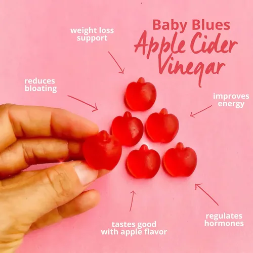 Miniatura 3 de Baby Blues Gomitas posparto de vinagre de sidra de manzana con B6 y B12, veganas, sin OMG, vitaminas posparto, vitaminas posparto para mujeres