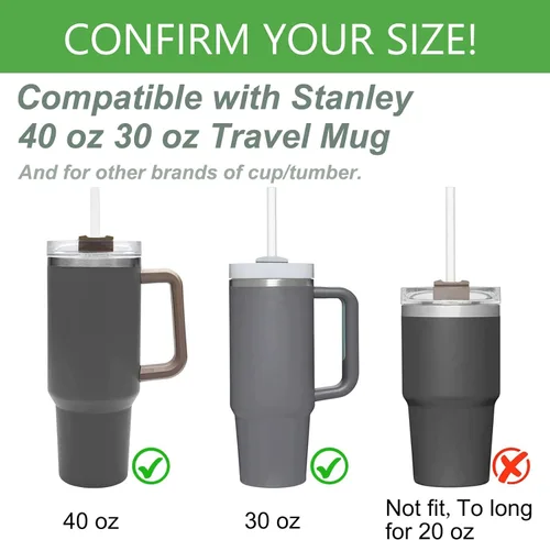 Miniatura 3 de Pajita de Repuesto Compatible con Vasos Stanley de 40 oz, 4 Piezas Pajitas Reutilizables con Cepillo de Limpieza, Pajita Larga de Vidrio para Rosa