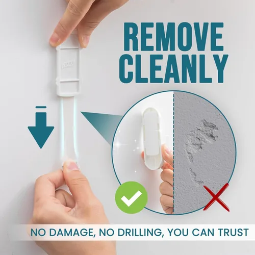 Miniatura 2 de TAILI Ganchos para Colgar, 2 Ganchos Adhesivos Grandes de Plástico y 4 Tiras Adhesivas, Ganchos Utilitarios Blancos para Pared Pintada, Sin Daños