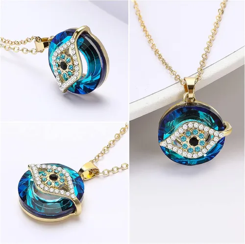 Miniatura 4 de Collar contra el mal de ojo, collar con dije de mal de ojo con círculo de cristal como collar de joyería de mal de ojo, collar de buena suerte, dije