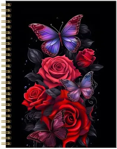 Miniatura 9 de Cuaderno de espiral para mujer, cuadernos universitarios A5 de 6 x 8.4 pulgadas, 120 páginas (60 hojas) diario rayado con papel grueso de alta