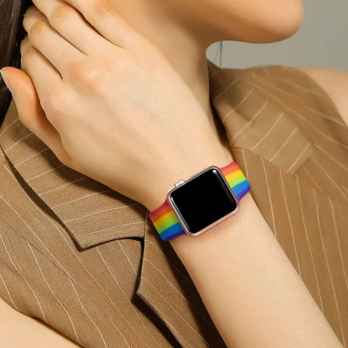 Miniatura 4 de Lerobo - Correas compatibles con Apple Watch de 44 mm, 42 mm, 49 mm, 45 mm y 46 mm para mujeres, correas deportivas de silicona con estampado floral