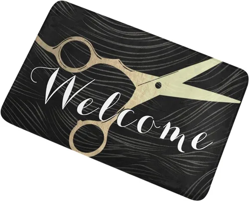 Felpudo de goma antideslizante para peluquería para peluquería, peluquería, peluquería, puerta delantera, decoración del hogar, regalo, 23.6 x 15.7