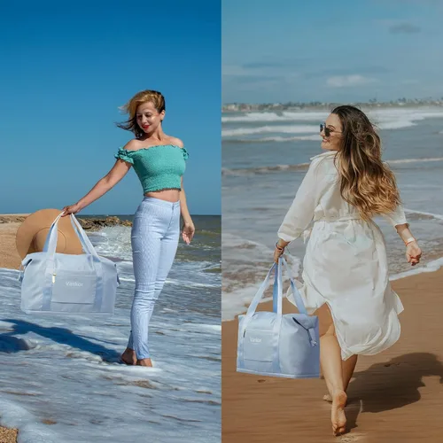 Miniatura 6 de Vankor - Bolsa de lona para viajes, impermeable, bolsa de viaje portátil para mujer, Azul, Elegante