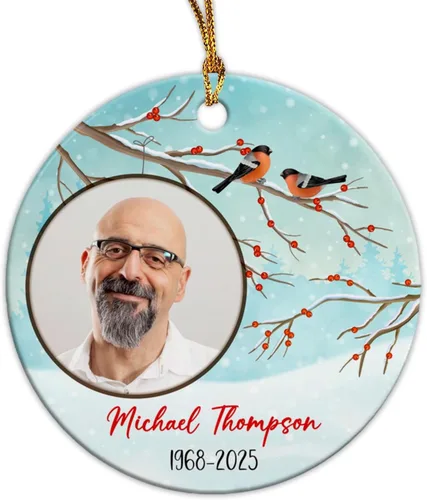 Miniatura 8 de Adorno de cerámica personalizado de Navidad en memoria amorosa de papá, adorno de Navidad personalizado para papá, adorno de recuerdo 2025, regalo