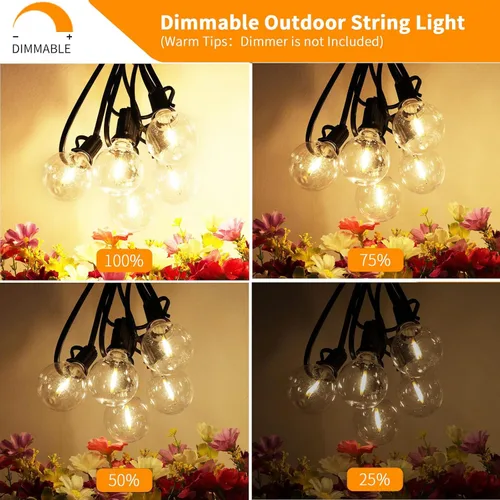Miniatura 3 de Svater Cadena de luces para exteriores de 50 pies, luces LED para patio exterior con 26 bombillas, impermeable, inastillable, luz colgante tipo