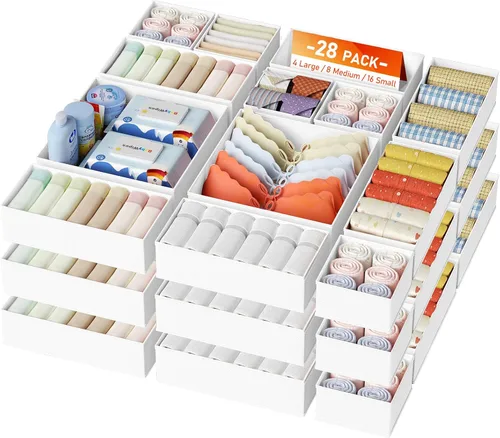 Miniatura 47 de DIMJ Organizador de cajones para ropa, paquete de 6 unidades, organizadores plegables para bebé, organizador de almacenamiento y cómoda
