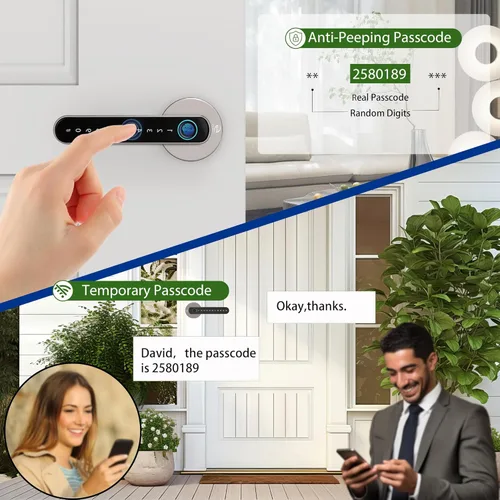 Miniatura 3 de Cerradura Electrónica Inteligente con Huella Digital para Puerta, Entrada sin Llave con Manija, Códigos, APP, Tarjetas IC, Huellas Dactilares, Tono