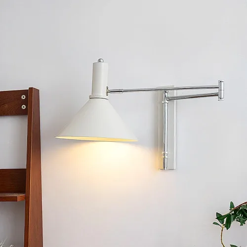 Miniatura 9 de Aplique de pared Bauhaus con brazo articulado, Aplique industrial cromado, luz de lectura ajustable para mesilla de noche, lámpara de metal moderno