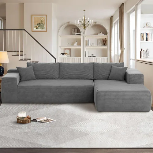 Miniatura 14 de Sofás seccionales Cloud de 96 pulgadas para sala de estar, sofá sin hueso en forma de L con cómoda silla, sofá modular con asiento profundo,