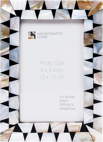 Miniatura 30 de Handicrafts Home Marco de fotos blanco hecho a mano de 4 x 6 pulgadas, marco de fotos vintage de nácar, marco de exhibición para mesa o pared