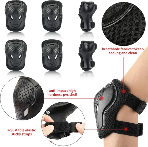 Miniatura 4 de Juego de almohadillas para casco de bicicleta y patineta para niños, equipo de protección para niños pequeños, rodilleras y coderas para niños