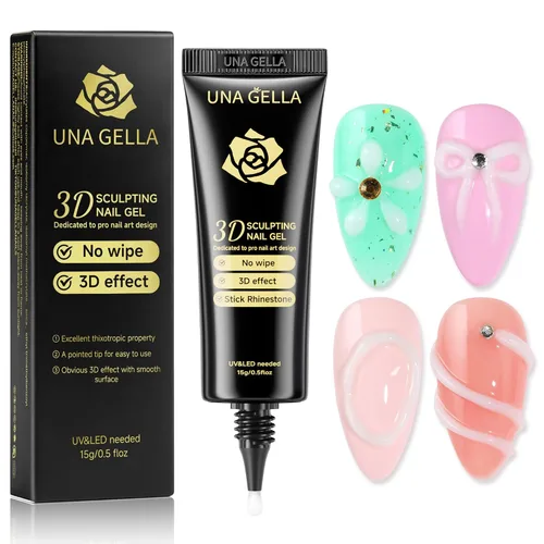 Miniatura 8 de UNA GELLA Esmalte de uñas en gel 3D blanco lechoso 15g, esmalte en gel para esculpir sin necesidad de limpieza, polvo para uñas cromadas, moldeado