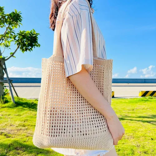 Miniatura 6 de Bolso Hobo de ganchillo para mujer, estilo casa de campo de hadas Y2K, bolsa de playa bonita
